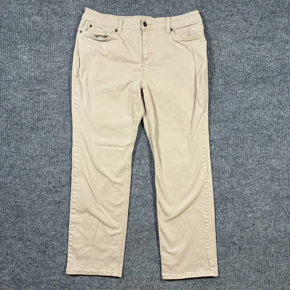 Crofts & Barrow Womens Pants Size 14 Regular Beige Stretch Chino Mid Rise